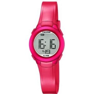 Calypso K5677/4 Unisex digitaal horloge met lcd-wijzerplaat en roze plastic band, Roze lcd, Riem