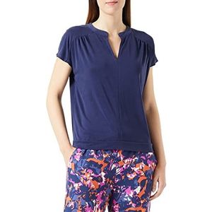 Gerry Weber Chemisier doux pour femme avec fronces et épaules superposées, t-shirt à manches courtes 1/2 - Couleur unie, myrtille, 44