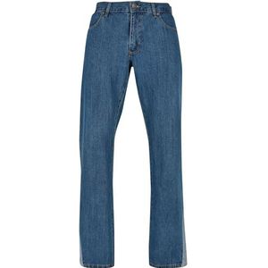 Urban Classics Biologische denim broek voor heren, brede pasvorm, met onderdeel, verkrijgbaar in 2 kleuren, maten 28-40, Mid Indigo Washed