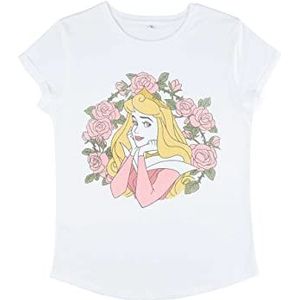 Disney Sleeping Beauty-Briar Rose Thorns T-shirt met rollawaai organisch, voor dames, wit, S, Wit