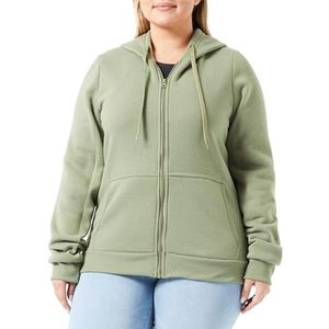 Yuka Dames stijlvolle polyester hoodie met rits licht olijf maat XL, licht olijf, XL, Licht olijf