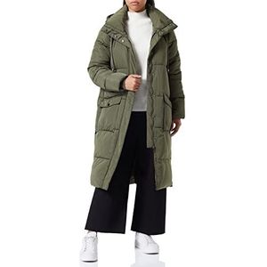 Kaffe Dames Puffer Jas Padded Coat Quilted Longline Hooded Dames Grape Leaf, 46, Druivenblad