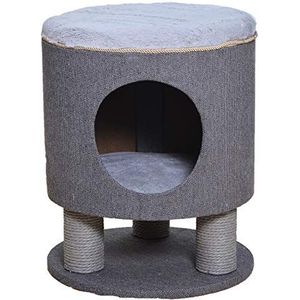 Dehner 4160529 Vincent krabpaal voor katten, hout/pluche/textiel, grijs, diameter 40 cm, hoogte 48 cm, 5200 g
