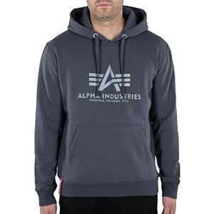 ALPHA INDUSTRIES Basic hoodie voor heren met reflecterende print, Grijs/Zwart/Ref