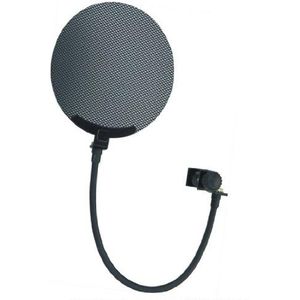Proel APOP40 Microfoon-pop- en windfilter voor microfoons, mini-houder met metalen zeeffilter met verstelbare slang, zwart