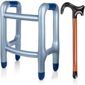 PHIEZC Opblaasbare rollator + opblaasbare wandelstok voor senioren, carnavalskostuum, grappig accessoire voor jou om met oma of opa te spelen, polyvinylchloride, Polyvinylchloride