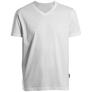 HRM Luxe T-shirt met V-hals voor heren, hoogwaardig T-shirt, V-hals, 100% biologisch katoen, basic T-shirt, wasbaar tot 60 graden, hoogwaardige en duurzame mannen, wit, L, Wit