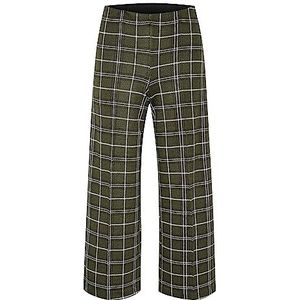 Part Two Women's Pants Cropped Length Wide Legs High-Waisted Checked Fabric Trousers Femme, Deep Depths Check, S