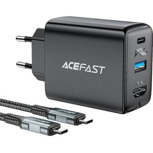 Wandlader Acefast A17, 65 W GaN + USB-C-kabel (zwart)