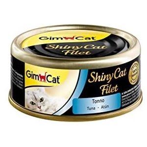 GimCat ShinyCat Fillet - Kattenvoer met 100% voer voor volwassen katten - Geen toegevoegde suiker, glutenvrij - Tuna - 1 blik (1 x 70 g)