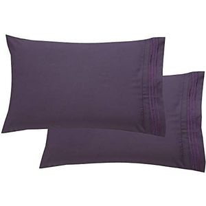 Luxueus superzacht hoofdkussensloop van Egyptische microvezel, draaddichtheid 1500, dubbel geborsteld, 100% hypoallergeen, kreukvrij, voor superkingsize bed, violet, 2 stuks