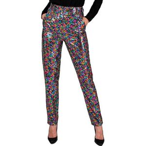 Widmann - Party Fashion Pantalon à paillettes pour femme, arc-en-ciel, Fever Disco Fever, Schlagermove, pantalon pour femme