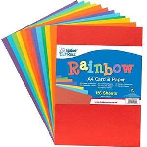 Baker Ross Rainbow AX955 papier en karton, A4, 126 vellen
