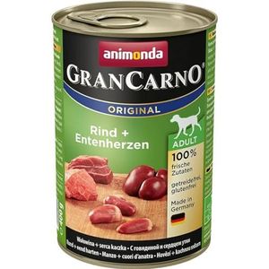 Animonda Gran Carno hondenvoer, nat voer voor volwassen honden, rund+ eendenhart, 6 x 400 g