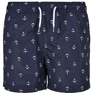Urban Classics Boys Patroon Zwemshort voor jongens, Anchor / marineblauw