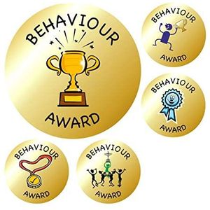 School Stickers Behaviour Reward Teacher Award Metallic Sticker, goudkleurig