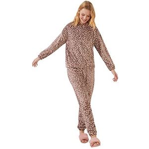 Women'secret Pyjama Polar Animal Jeu Femme, Marron moyen, XXL
