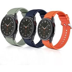 Aukvite 20 mm Horlogeband voor Samsung Galaxy Watch 4 Band 46mm 42mm/Galaxy Watch 4 Classic Band 44mm 40mm, Zachte Siliconen Sportband Vervangende Bandjes voor Heren Dames (Oranje+Blauw+Groen, Groot)