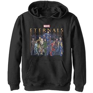 Marvel Eternals Group Repeating Hoodie voor jongens, zwart.