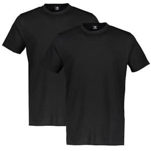 LERROS Set van 2 T-shirts voor heren, ronde hals, zwart, S, zwart.