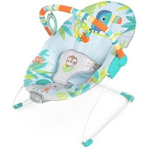 Bright Starts Babywipstoel met rustgevende trillingen, afneembare speelgoedstang, antislippoten, 0-6 maanden, tot 9 kg (Rainforest Vibes)
