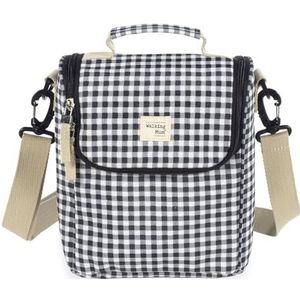 Walking Mum. I Love Gingham Koeltas voor babyvoeding, grote capaciteit, multifunctioneel ontwerp met kort handvat en schouderriem, zwart, maat: 26 x 23,, zwart.