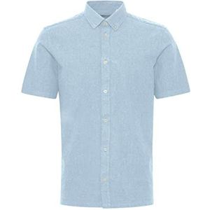 CASUAL FRIDAY CFAnton fil a fil T-shirt à manches courtes pour homme Col boutonné Couleur unie Coupe droite, Bleu chambray (154030), L