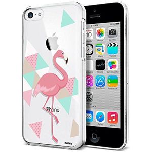 Evetane Beschermhoes voor iPhone 5C, zacht, silicone, robuust, ultradun, transparant, met flamingo-motief