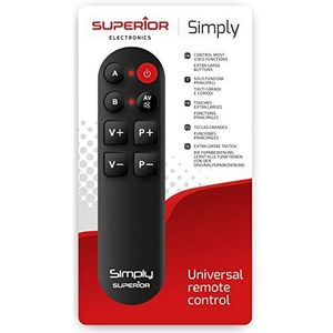 Superior Electronics Simply SUPTLB001, universele afstandsbediening met leerfunctie, zwart, voor 2 apparaten