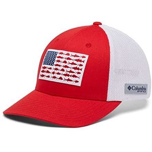 Columbia Pfg Mesh Cap met vlag, Glanzend rood / wit / American Fish