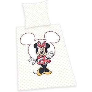 Disney Minnie Mouse beddengoedset, 2-delig, 100% katoen, dekbedovertrek en dekbedovertrek