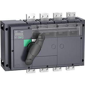 Schneider Electric 31365 INV1600 Compact schakelaar, zichtbaar, 4-polig, 690 VAC, 50/60 Hz, 1600 A, 300 mm hoogte x 340 mm breedte x 146,5 mm diepte, zwart