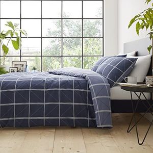 Catherine Lansfield Geometric Grid dekbedovertrek + kussensloop voor bed 150 cm - 240 x 220 + 2 (50 x 85)