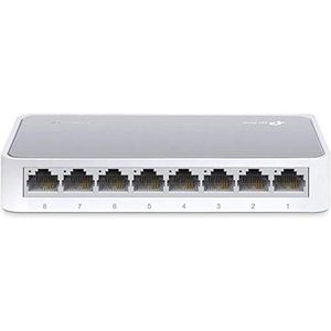 TP-Link TL-SF1008D 8-poorten 10/100 Mbps ethernet switch - ideaal voor uitbreiding van het kabelnet voor kleine en thuiskantoren, wit