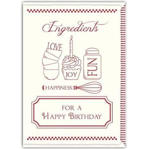 Quire Impressionant verjaardagskaart, opschrift ""Happy Birthday"", ingrediënten