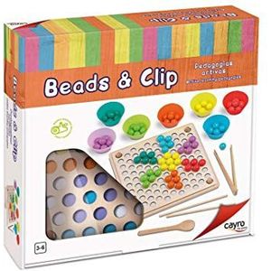 Cayro - Kralen & Clip - Montessori balspel - + 3 jaar - Educatief spel van hout - Maak vormen met kleurrijke ballen - Verbetering van de motoriek - Leren tijdens het spelen