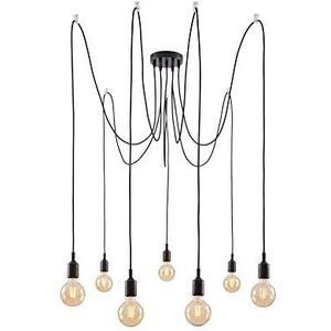 Paulmann Neordic 50390 Hanglamp Ketil 7-vlammige spin, max. 7 x 60 W, zonder siliconen lamp, zwart, metalen ophanging E27