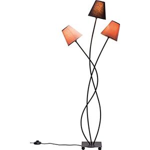 Kare Flexibele design vloerlamp Mocca Tre, retro design voor woonkamer, discrete leeslamp, staande lamp met meerkleurige stoffen kap (beige, zwart, bruin) 130 x 50 x 18 cm