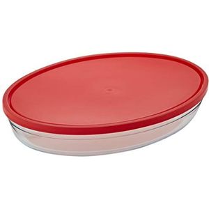 O CUISINE FTE Oval met deksel rood 35x24 cm 3L OCU, roestvrij staal, meerkleurig