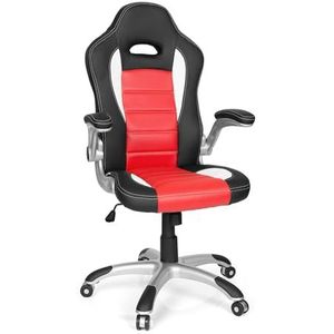 hjh OFFICE 621889 managersstoel Game Sport kunstleer wit/zwart/rood gaming stoel bureaustoel inklapbare armleuningen