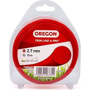 Oregon - Nylon grastrimmerdraad voor bosmaaier en grastrimmer, tuinverzorging en knutselen, universele maat, voor alle doeleinden, ronde draad, spoel van 2,7 mm x 15 m, kleur rood (69-380-RD)