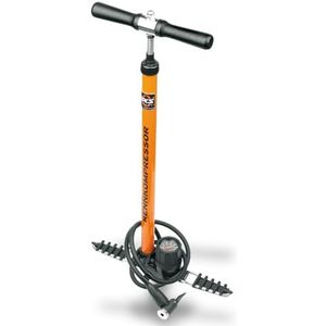 SKS GERMANY Racecompressor standpomp, fietspomp (luchtpomp met E.V.A. slangaansluiting, met metalen buis en gietijzeren voet, hoogwaardige precisiemanometer, druk max.: 16 bar, 230 psi), oranje