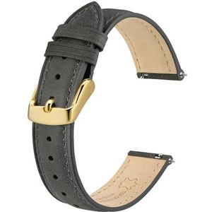 BISONSTRAP Elegante leren horlogebandjes, snelontgrendeling, horlogeband voor dames en heren, compatibel met horlogebandjes van 12 mm, 14 mm, 15 mm, 16 mm, 18 mm, Leer, Geen edelsteen