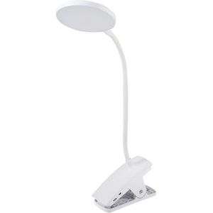 PURElite Led-klemlamp, flexibele oplaadbare led-tafellamp, verstelbare kraag en klem inbegrepen, natuurlijke lichtlampen voor lezen, naaien, knutselen, wit