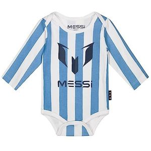 Messi Bodysuit met lange mouwen voor baby's, kinderen, blauwe en witte strepen, officiële kleding voor kinderen, baby en peuter, ondergoed, set voor baby's, Lichtblauw + wit