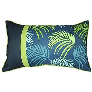 Douceur d'Intérieur Paspelkussen, 30 x 50 cm, polyester, polyester, blauw, vegetaal. Place