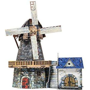 Keranova keranova273 20 x 14 x 19 cm Clever papier middeleeuwse stad windmolen 3D puzzel