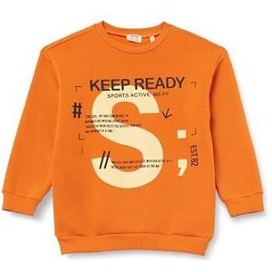 Koton Sweat-shirt à manches longues et col rond pour garçon, détails imprimés, intérieur brossé, Orange (211), 5-6 Jahre