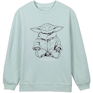 The Mandalorian sweatshirt zonder capuchon, groen, maat XL, gemaakt van 65% katoen, 240 g/m² en 35% polyester, bedrukt met Baby Yoda, origineel product ontworpen in Spanje