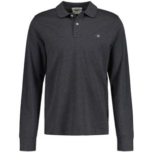 GANT Reg Shield Ls Pick Rugger Rugger Lange Mouw Piqué Shield Regular Man, Antraciet mix.